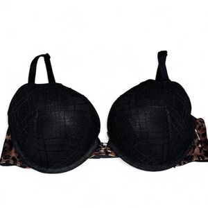 Victorias Secret Black & Leopard print push up bra Size 34D